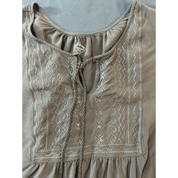 St. John’s Bay Embroidered Boho Peasant Blouse Women’s Large W/ Tassels Brown - Picture 3 of 10
